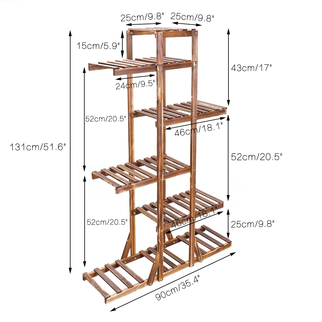 6-Tier Wooden Plant Stand — Indoor & Outdoor Flower Pot Display