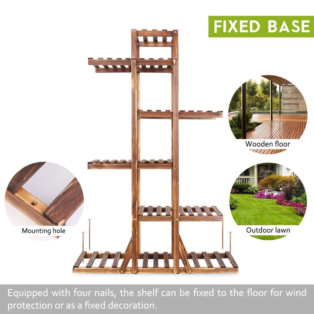 6-Tier Wooden Plant Stand — Indoor & Outdoor Flower Pot Display