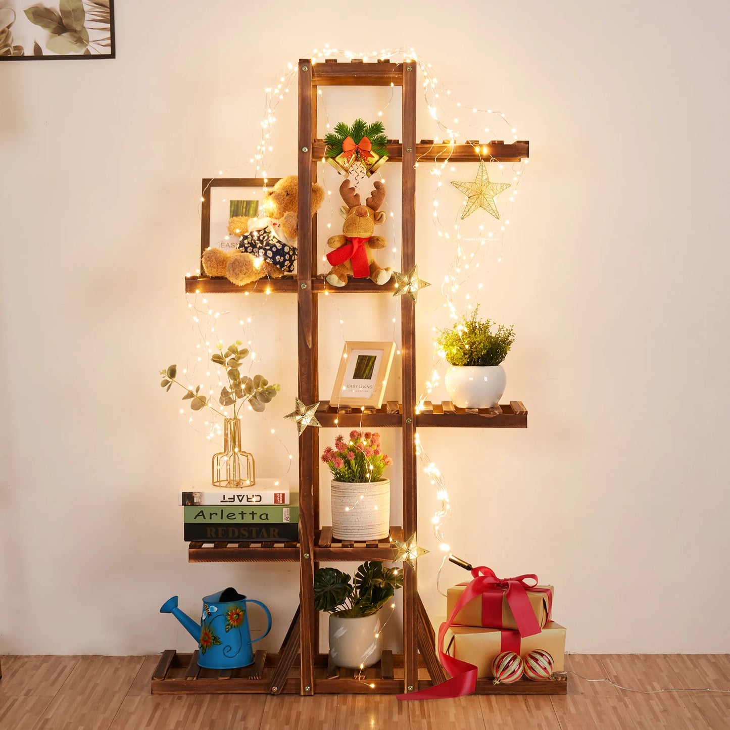 6-Tier Wooden Plant Stand — Indoor & Outdoor Flower Pot Display