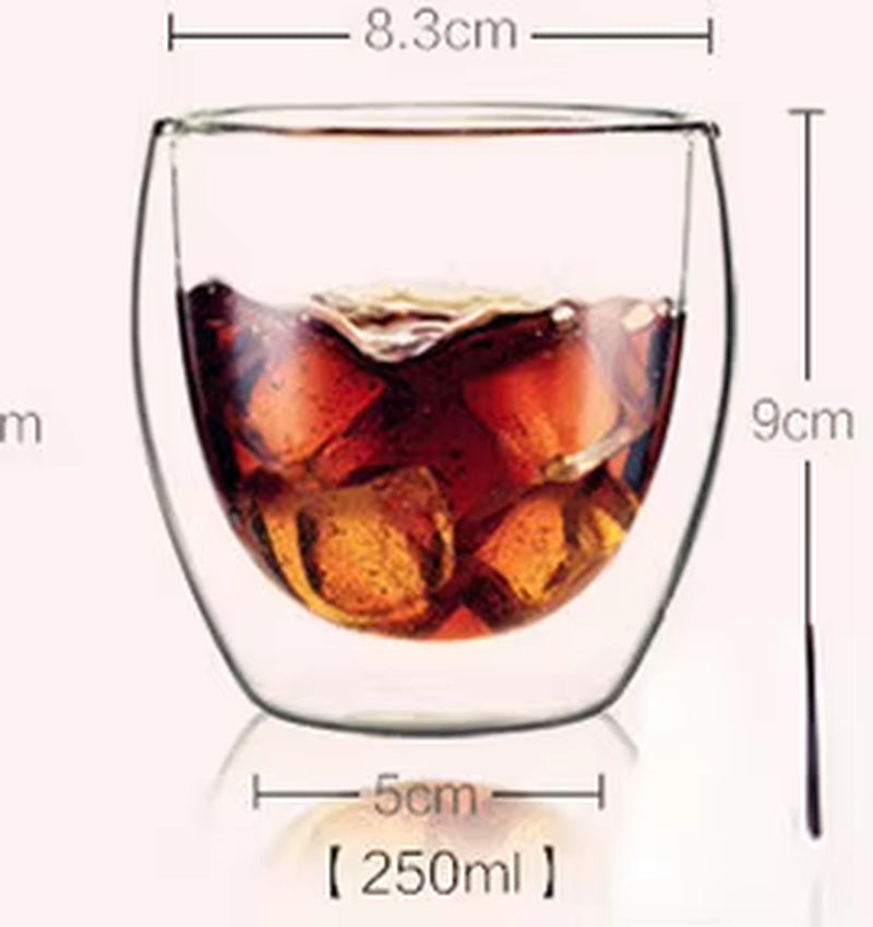 6Pcs Heat-Resistant Double Wall Glass Cup Beer Espresso Coffee Cup Set Handmade Beer Mug Tea Glass Whiskey Glass Cups Drinkware