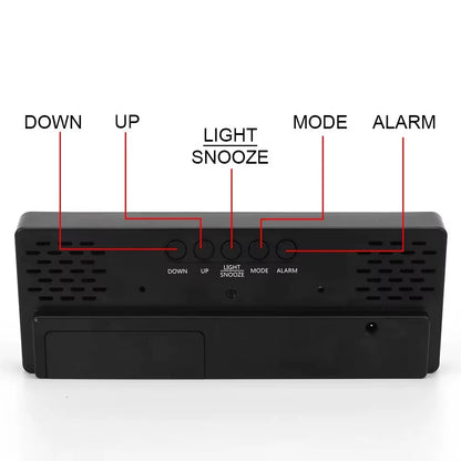 Smart Alarm Clock Bedside Table Led Alarm Clock Digital Children'S Electronic Alarm Clock Curved Screen Mirror Temperature