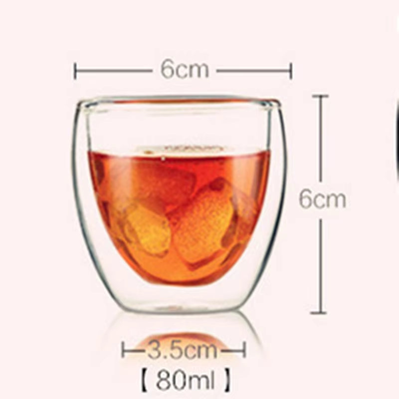 6Pcs Heat-Resistant Double Wall Glass Cup Beer Espresso Coffee Cup Set Handmade Beer Mug Tea Glass Whiskey Glass Cups Drinkware