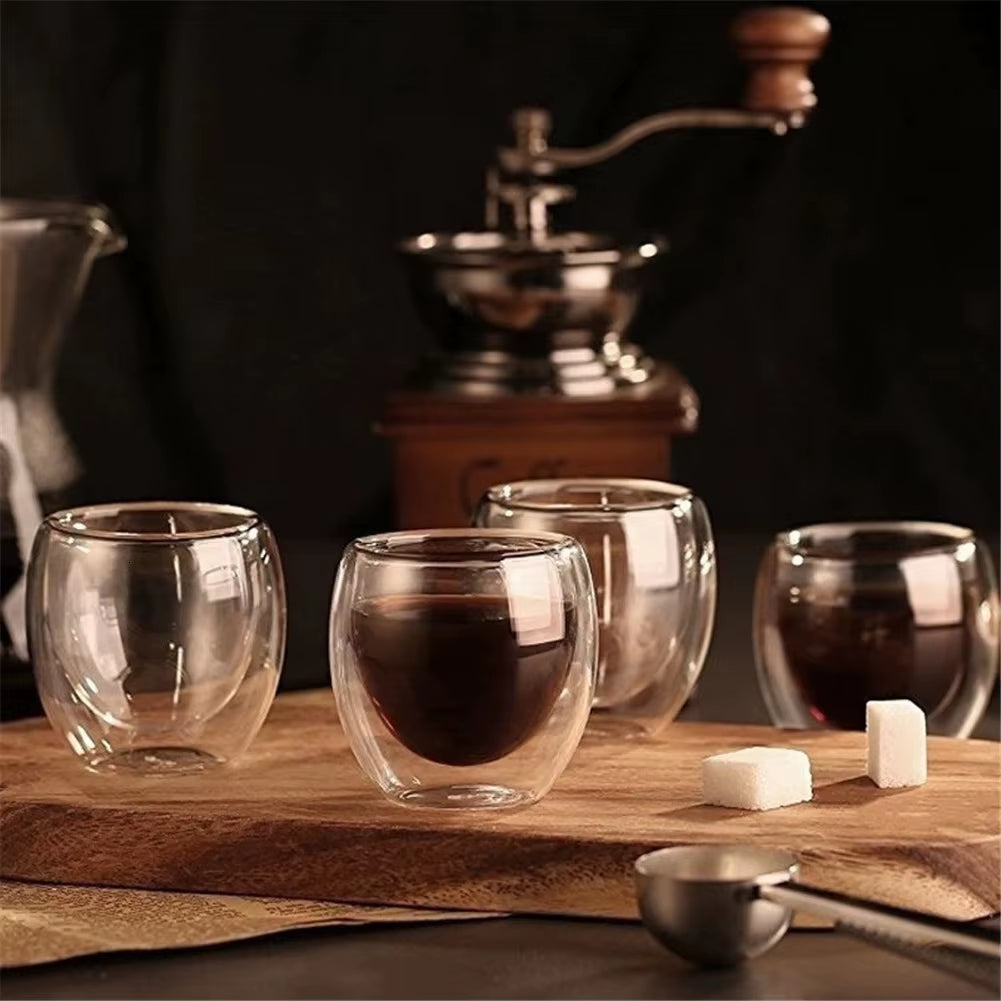 6Pcs Heat-Resistant Double Wall Glass Cup Beer Espresso Coffee Cup Set Handmade Beer Mug Tea Glass Whiskey Glass Cups Drinkware
