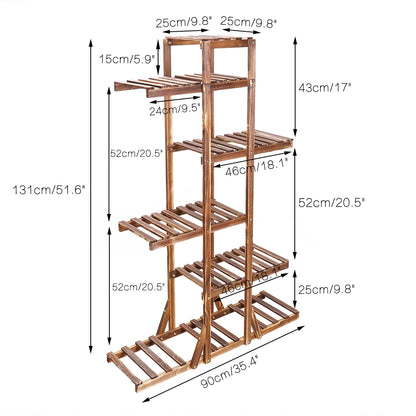 6-Tier Wooden Plant Stand — Indoor & Outdoor Flower Pot Display