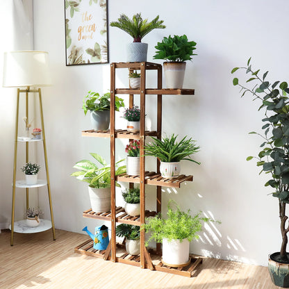 6-Tier Wooden Plant Stand — Indoor & Outdoor Flower Pot Display