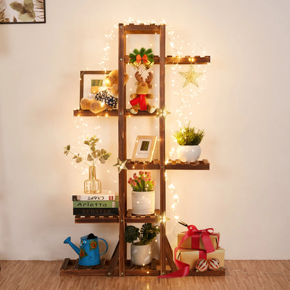6-Tier Wooden Plant Stand — Indoor & Outdoor Flower Pot Display