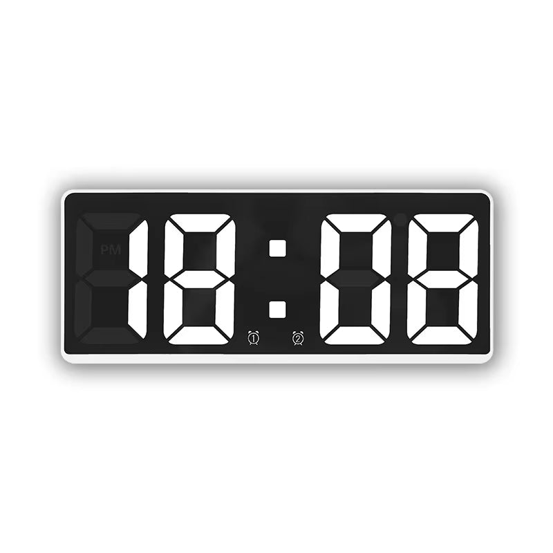 Smart Alarm Clock Bedside Table Led Alarm Clock Digital Children'S Electronic Alarm Clock Curved Screen Mirror Temperature