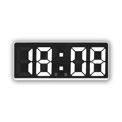 Smart Alarm Clock Bedside Table Led Alarm Clock Digital Children'S Electronic Alarm Clock Curved Screen Mirror Temperature